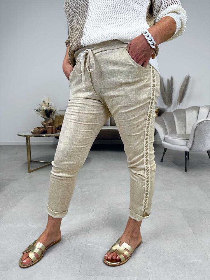 Leinen-Hose Side Stars