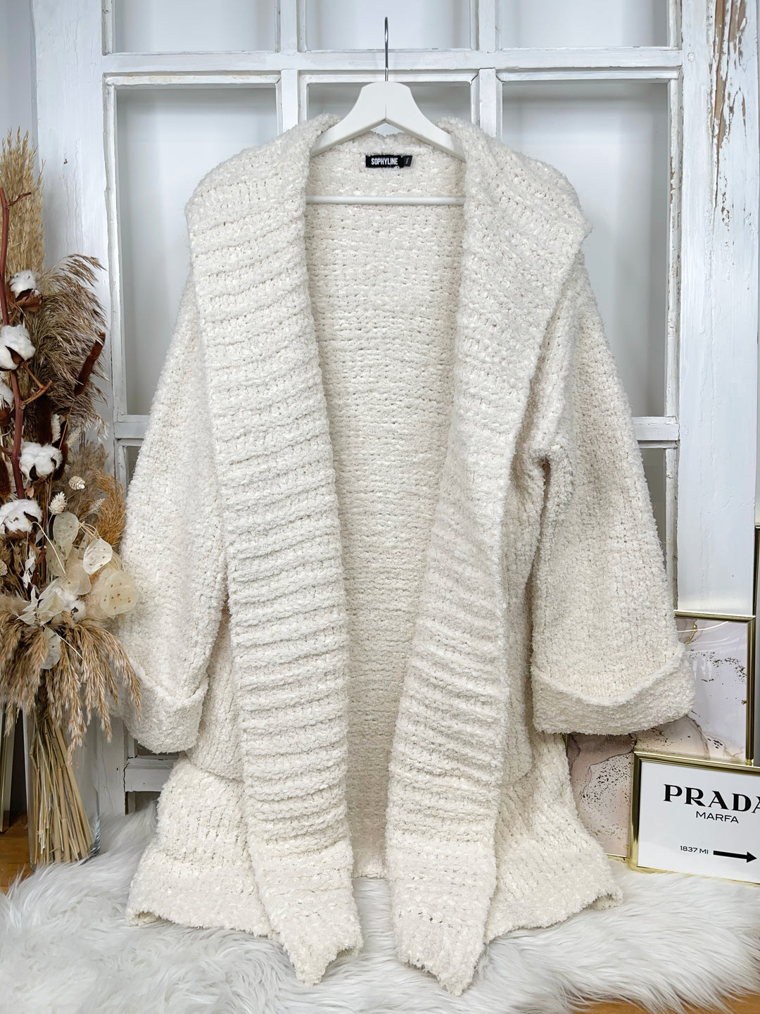 Strickjacke Fluffy Beige