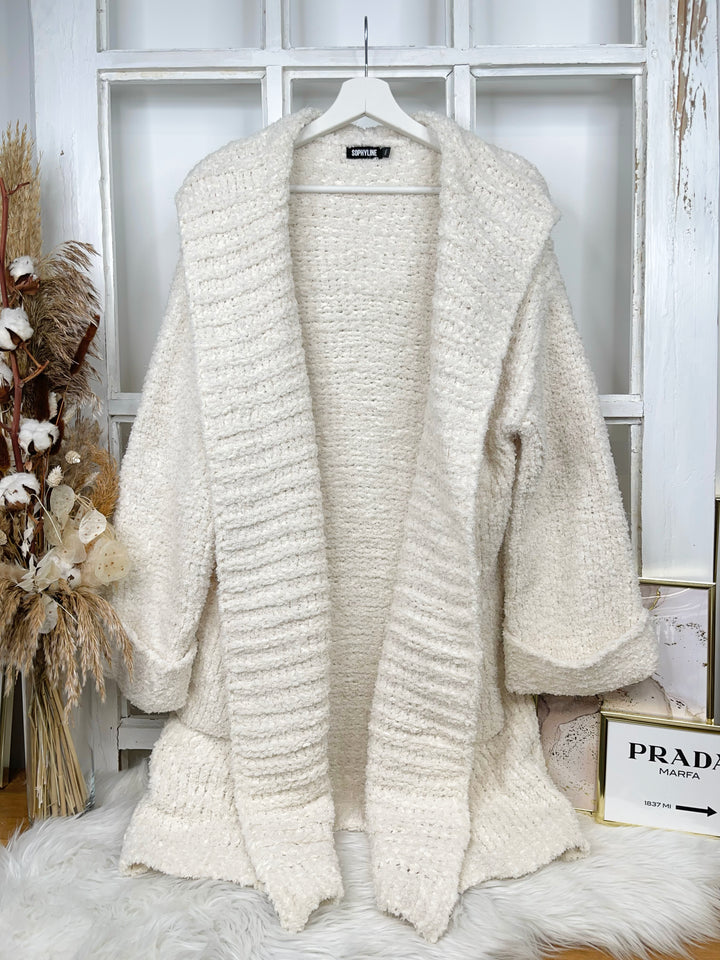 Strickjacke Fluffy Beige