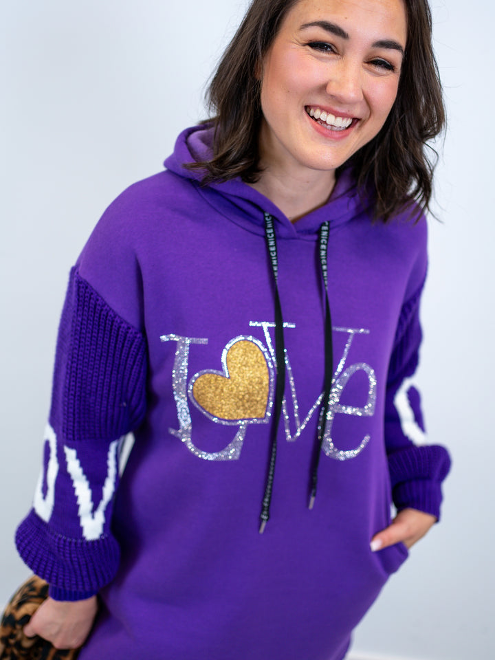 Long Hoodie Nice Love (4 Farben)