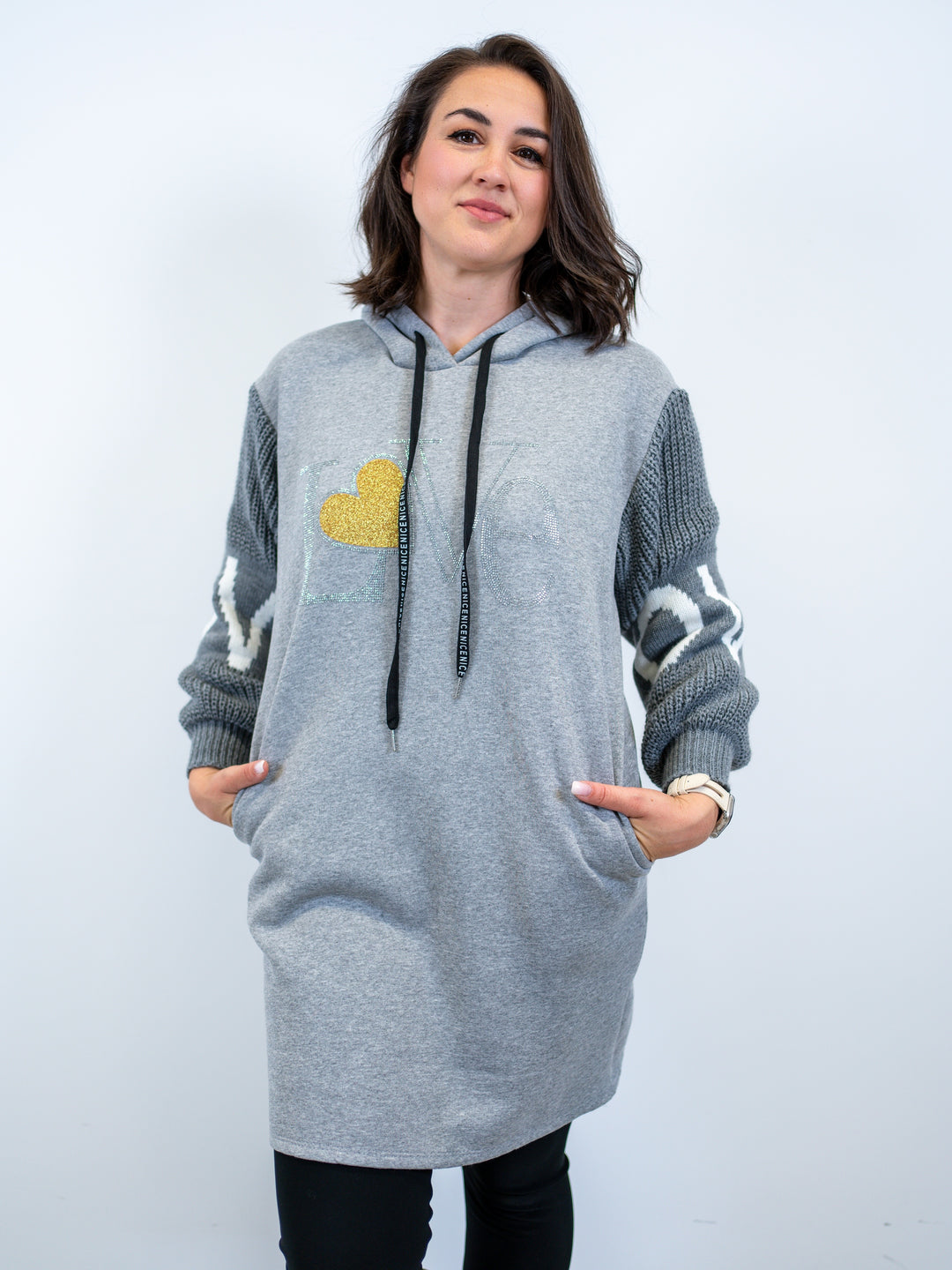 Long Hoodie Nice Love (4 Farben)