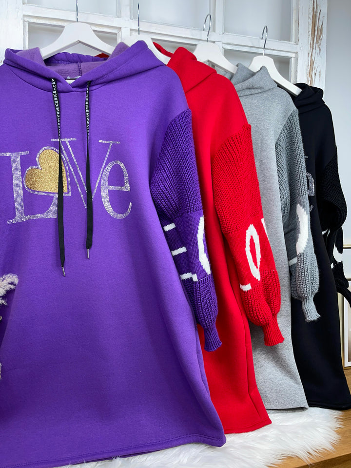Long Hoodie Nice Love (4 Farben)